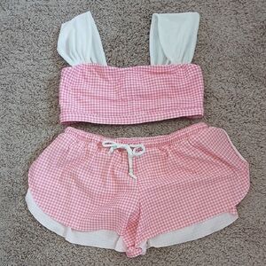 VENUS Pink Gingham 2 piece bathing suit. Size 4.